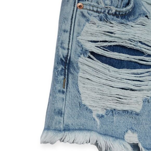 STRADIVARIUS | Blue | RIPPED SHORTS - Picture 3 of 9